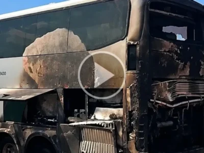 Brazil Bus Catches Fire Mid-Trip on Highway in Mato Grosso do Sul